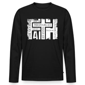 Faith Bibelverse Grunge Christliches Geschenk - Männer Premium Bio Langarmshirt - Schwarz - Vorne - Nico (187cm)