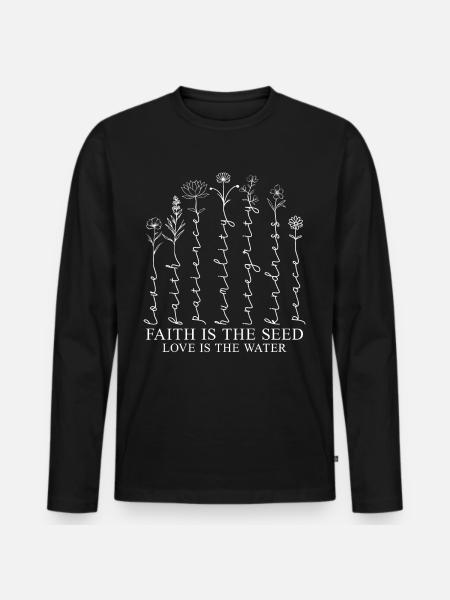 Flowers Christian Values Christian Blossoms Saying - Men's Premium Organic Long Sleeve Shirt - black