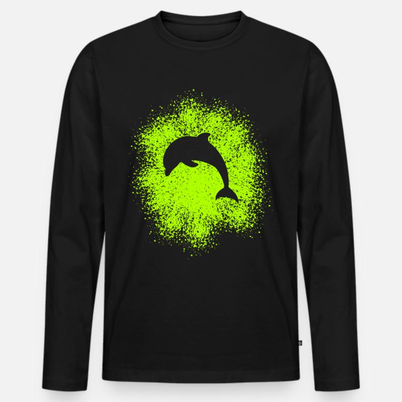 Delphin - Männer Premium Bio Langarmshirt - Schwarz