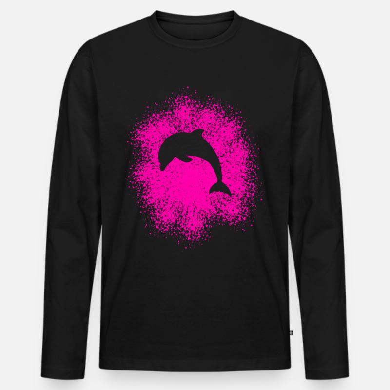 Delphin - Männer Premium Bio Langarmshirt - Schwarz