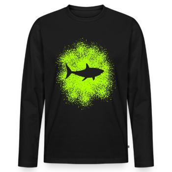 Requin requin dans l’océan - T-shirt manches longues Premium bio Homme - noir - Devant - Nico (187cm)