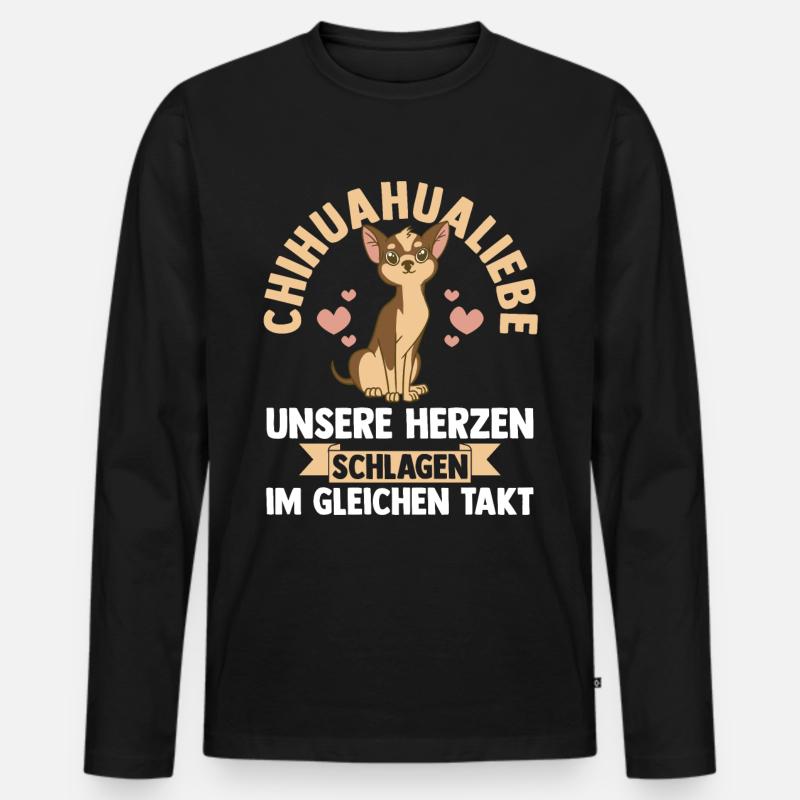 Hund Chihuahua - Männer Premium Bio Langarmshirt - Schwarz