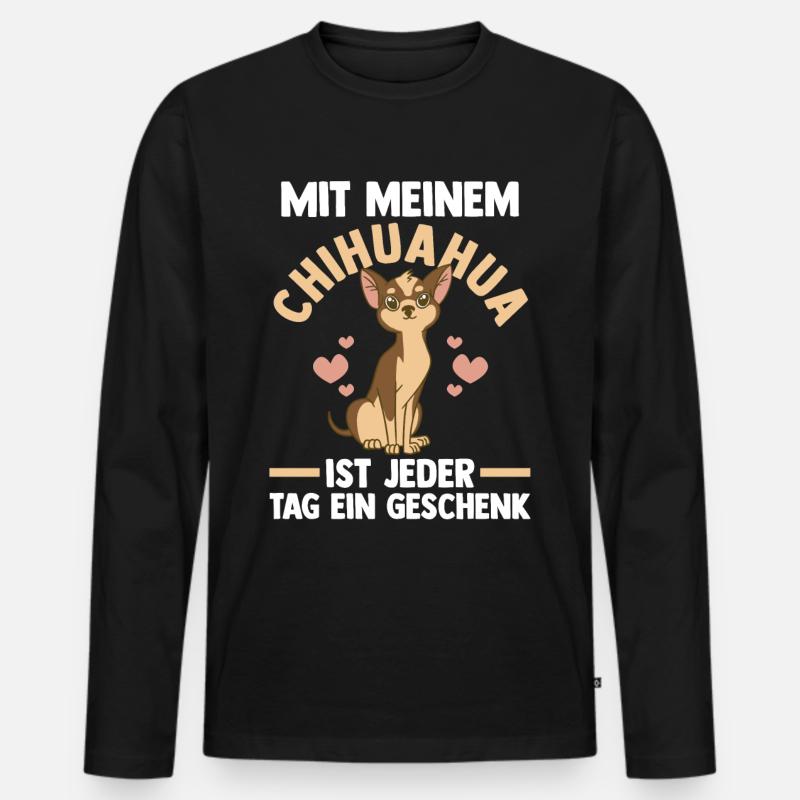 Hund Chihuahua - Männer Premium Bio Langarmshirt - Schwarz