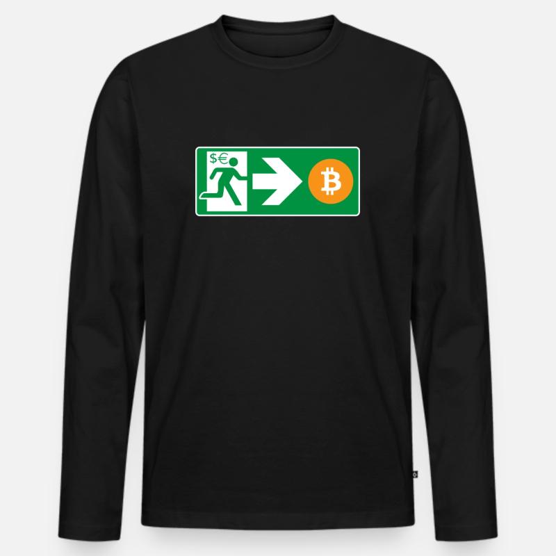 Emergency Exit Bitcoin Bitcoiner - Men's Premium Organic Long Sleeve Shirt - black