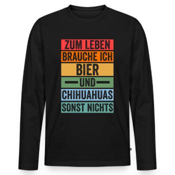 Bier Hund Chihuahua - Männer Premium Bio Langarmshirt - Schwarz - Vorne - Nico (187cm)