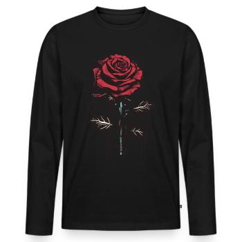 Rose Ästhetik Soft Grunge Vintage Goth Geschenk - Männer Premium Bio Langarmshirt - Schwarz - Vorne - Nico (187cm)