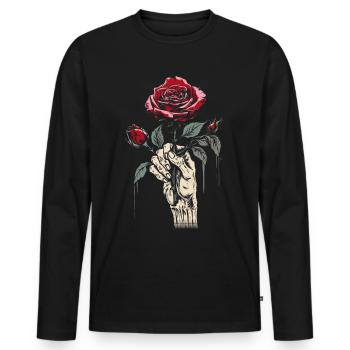 Hand Hält Rose Ästhetik Soft Grunge Vintage Goth - Männer Premium Bio Langarmshirt - Schwarz - Vorne - Nico (187cm)