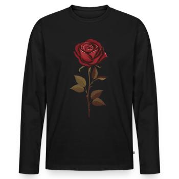 Rote Rose Vintage Grafik Ästhetik Blume Geschenk - Männer Premium Bio Langarmshirt - Schwarz - Vorne - Nico (187cm)