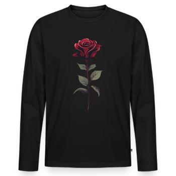Vintage Grafik Rote Rose Ästhetik Blume Geschenk - Männer Premium Bio Langarmshirt - Schwarz - Vorne - Nico (187cm)
