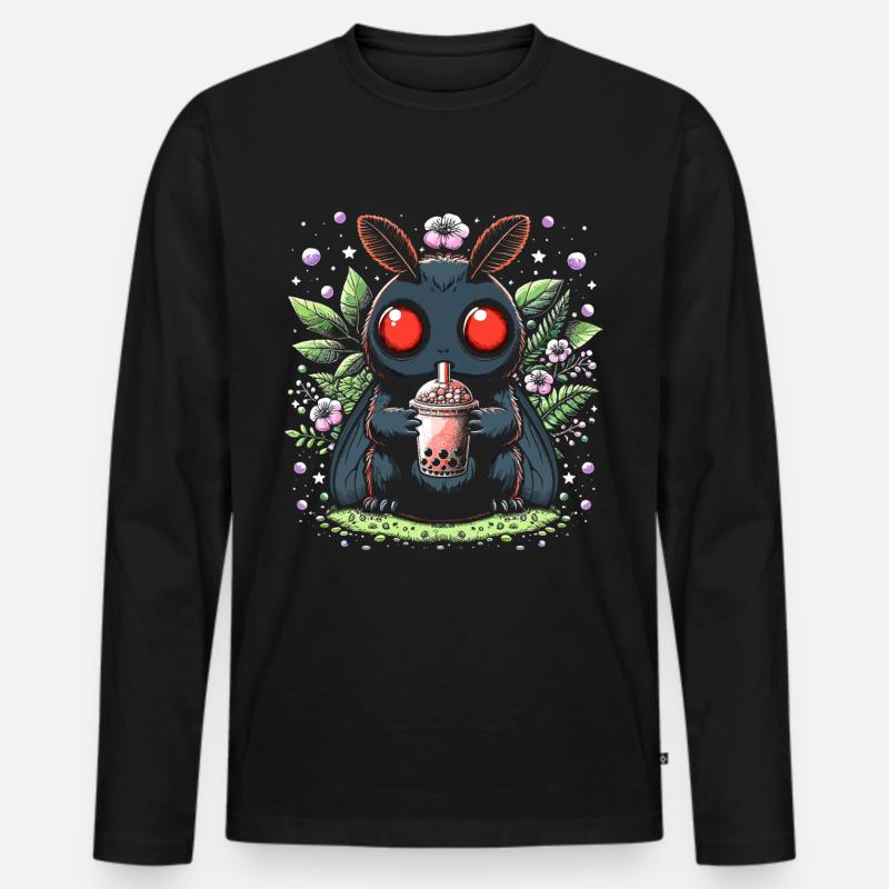 Mothman Bubble Tea - Männer Premium Bio Langarmshirt - Schwarz