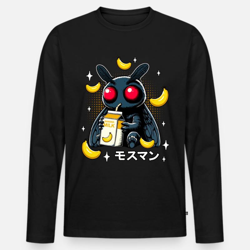 Mothman Bananen Milchshake - Männer Premium Bio Langarmshirt - Schwarz