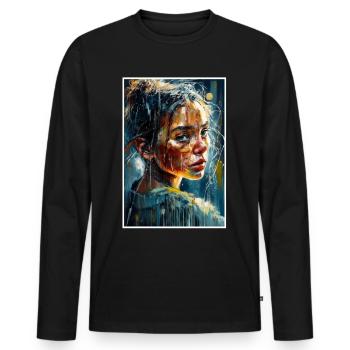 Abstract Sad Girl Unhappy People - Men's Premium Organic Long Sleeve Shirt - black - Front - Nico (187cm)