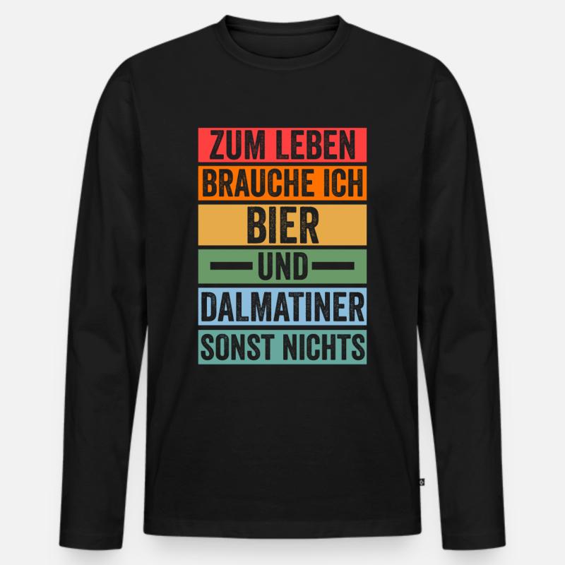 Bier Hund Dalmatiner - Männer Premium Bio Langarmshirt - Schwarz