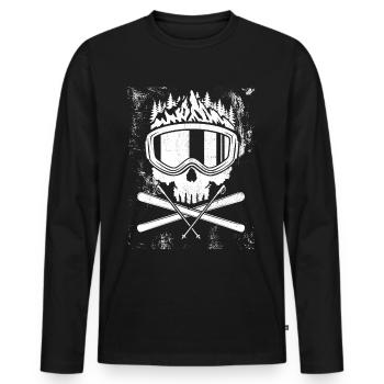 Crâne, ski, après-ski, sports d'hiver, vacances au ski - T-shirt manches longues Premium bio Homme - noir - Devant - Nico (187cm)
