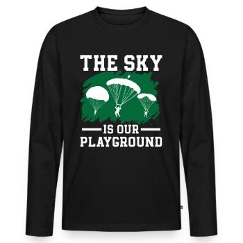 Fallschirmjäger Fallschirmspringen Fallschirmsprin - Männer Premium Bio Langarmshirt - Schwarz - Vorne - Nico (187cm)