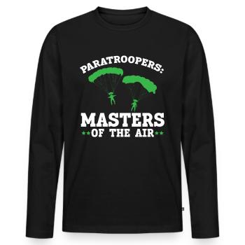 Fallschirmjäger Fallschirmspringen Fallschirmsprin - Männer Premium Bio Langarmshirt - Schwarz - Vorne - Nico (187cm)