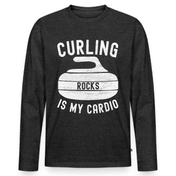 Joueurs de curling - T-shirt manches longues Premium bio Homme - anthracite chiné - Devant - Nico (187cm)
