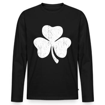 Trèfle blanc à trois feuilles - T-shirt manches longues Premium bio Homme - noir - Devant - Nico (187cm)