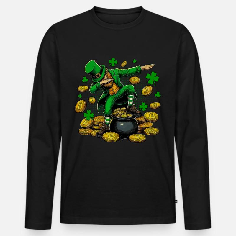 Topf mit Bitcoin - Männer Premium Bio Langarmshirt - Schwarz