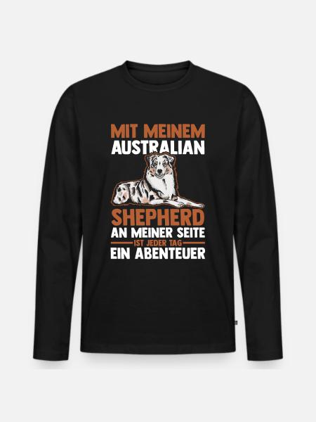 Australian Shepherd Hund Aussie - Männer Premium Bio Langarmshirt - Schwarz