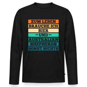 Bier Australian Shepherd Hund Aussie - Männer Premium Bio Langarmshirt - Schwarz - Vorne - Nico (187cm)