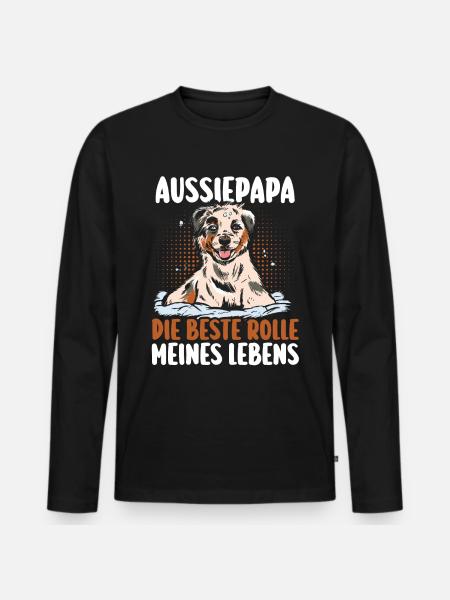 Australian Shepherd Hund Aussie - Männer Premium Bio Langarmshirt - Schwarz