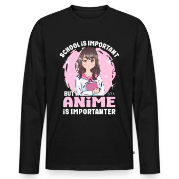 L’anime est plus important Anime japonais Manga Otaku - T-shirt manches longues Premium bio Homme - noir - Devant - Nico (187cm)