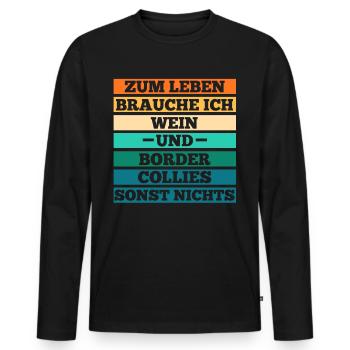 Wein Hund Border Collie - Männer Premium Bio Langarmshirt - Schwarz - Vorne - Nico (187cm)