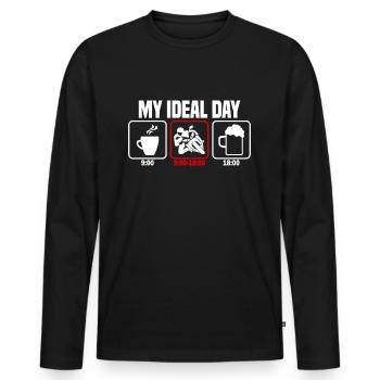 Mein perfekter Tag Motorrad Motorradfahrer - Männer Premium Bio Langarmshirt - Schwarz - Vorne - Nico (187cm)