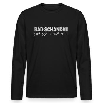 Bad Schandau Koordinaten GPS - Männer Premium Bio Langarmshirt - Schwarz - Vorne - Nico (187cm)