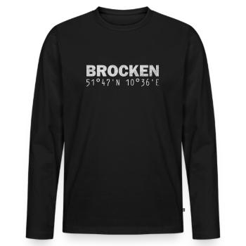 Brocken Coordinates GPS - Men's Premium Organic Long Sleeve Shirt - black - Front - Nico (187cm)
