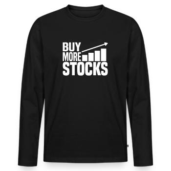 Kauft mehr Aktien - Männer Premium Bio Langarmshirt - Schwarz - Vorne - Nico (187cm)