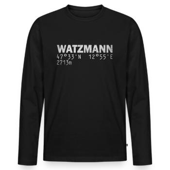 Watzmann Coordinates Altitude GPS - Men's Premium Organic Long Sleeve Shirt - black - Front - Nico (187cm)
