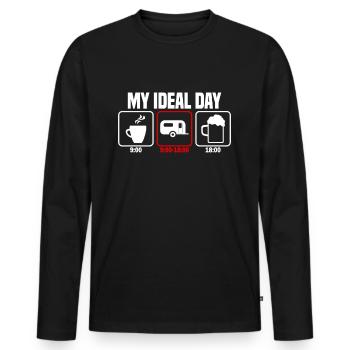 My Perfect Day Camping Camper - Men's Premium Organic Long Sleeve Shirt - black - Front - Nico (187cm)