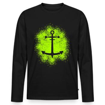 Anker – Symbol für Freiheit und Meer - Männer Premium Bio Langarmshirt - Schwarz - Vorne - Nico (187cm)