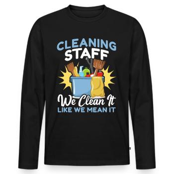 Cleaning Staff - Men's Premium Organic Long Sleeve Shirt - black - Front - Nico (187cm)