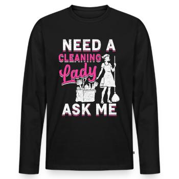 Besoin d’une femme de ménage - T-shirt manches longues Premium bio Homme - noir - Devant - Nico (187cm)