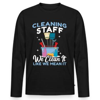 Cleaning Staff - Men's Premium Organic Long Sleeve Shirt - black - Front - Nico (187cm)