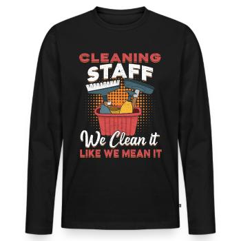 Cleaning Staff - Men's Premium Organic Long Sleeve Shirt - black - Front - Nico (187cm)