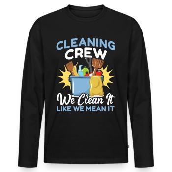 Cleaning Crew - Men's Premium Organic Long Sleeve Shirt - black - Front - Nico (187cm)