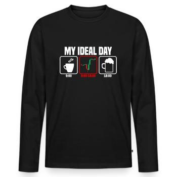 My Perfect Day Trading Trader - Men's Premium Organic Long Sleeve Shirt - black - Front - Nico (187cm)