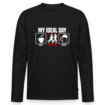 Ma journée parfaite pour les pompiers - T-shirt manches longues Premium bio Homme - noir - Devant - Nico (187cm)