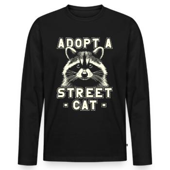 Waschbär, Adopt A Street Cat, Lustiges Waschbär - Männer Premium Bio Langarmshirt - Schwarz - Vorne - Nico (187cm)