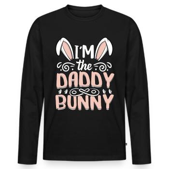 Je suis le papa lapin - T-shirt manches longues Premium bio Homme - noir - Devant - Nico (187cm)