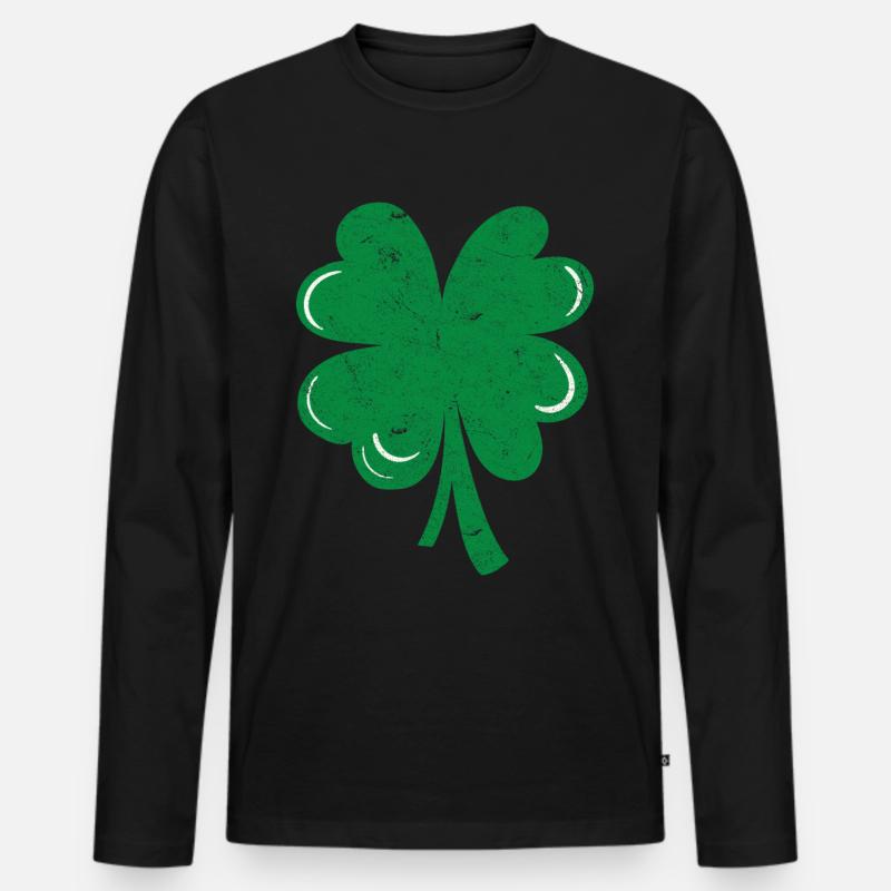 Vierblättriges Kleeblatt - Männer Premium Bio Langarmshirt - Schwarz