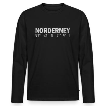 Norderney Koordinaten GPS - Männer Premium Bio Langarmshirt - Schwarz - Vorne - Nico (187cm)