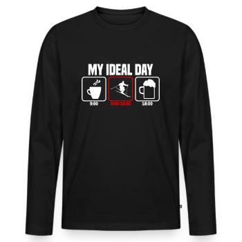 Mon skieur d’une journée parfait - T-shirt manches longues Premium bio Homme - noir - Devant - Nico (187cm)