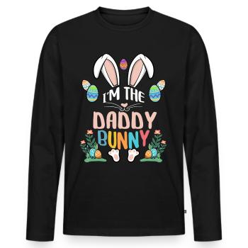 Je suis le papa lapin - T-shirt manches longues Premium bio Homme - noir - Devant - Nico (187cm)