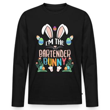 I'm The Bartender Bunny - Männer Premium Bio Langarmshirt - Schwarz - Vorne - Nico (187cm)