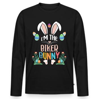 Je suis le lapin motard - T-shirt manches longues Premium bio Homme - noir - Devant - Nico (187cm)